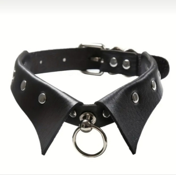 Other - Sexy Black PU Leather Neck Collar Bondage Restraint Leash Adult Role Play